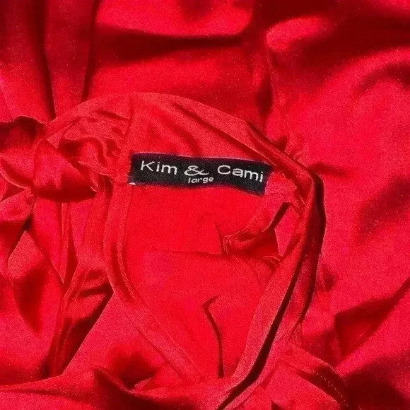 Red Bow Back Halter Top Large NWT - Picture 3 of 7